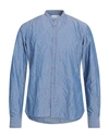 Aglini Man Shirt Azure Size 17 Cotton, Polyester In Blue