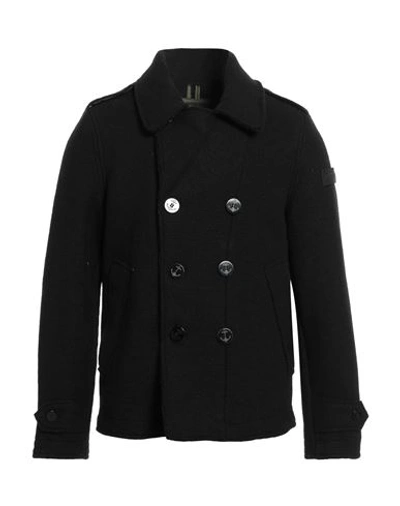 Replay Man Coat Black Size Xl Virgin Wool, Polyester