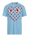 Comme Des Garçons Play Mens Blue Play Dotted Graphic-print Crewneck Cotton T-shirt In Blue