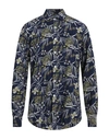 Barba Napoli Man Shirt Navy Blue Size 18 Viscose In Navy Blue