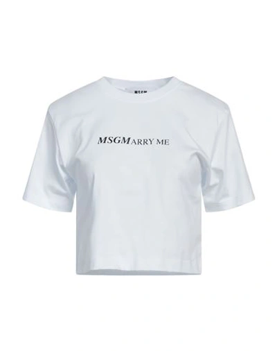 Msgm Woman T-shirt White Size L Cotton