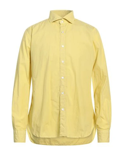Barba Napoli Man Shirt Light Yellow Size 16 Cotton