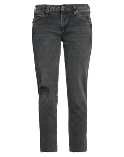 True Religion Woman Denim Cropped Lead Size 26 Cotton, Elastane In Grey