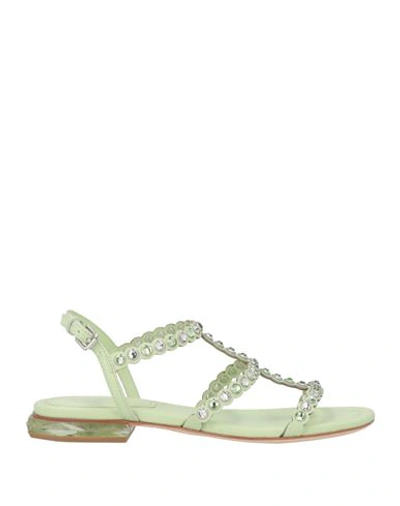 Ash Woman Sandals Light Green Size 10 Soft Leather In Green