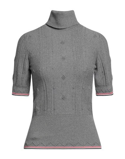 Thom Browne Woman Turtleneck Grey Size 8 Merino Wool, Viscose