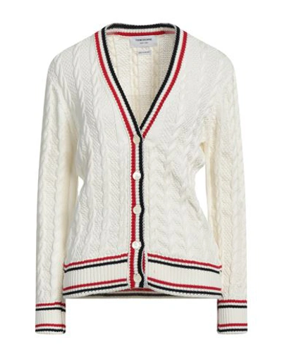Thom Browne Woman Cardigan White Size 12 Cotton