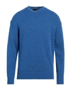 Roberto Collina Man Sweater Bright Blue Size 42 Baby Alpaca Wool, Nylon, Wool