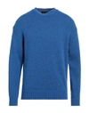 Roberto Collina Man Sweater Bright Blue Size 40 Baby Alpaca Wool, Nylon, Wool