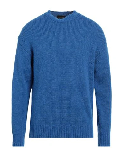 Roberto Collina Man Sweater Bright Blue Size 42 Baby Alpaca Wool, Nylon, Wool