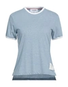 THOM BROWNE THOM BROWNE WOMAN T-SHIRT LIGHT BLUE SIZE 2 COTTON