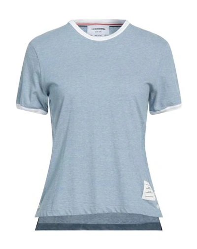 Thom Browne Woman T-shirt Light Blue Size 4 Cotton