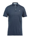 Hackett Man Polo Shirt Midnight Blue Size 3xl Linen