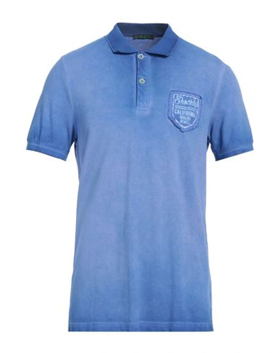 Shockly Man Polo Shirt Blue Size L Cotton, Elastane