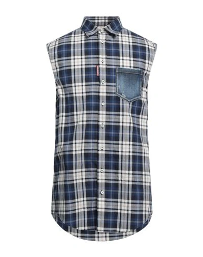 Dsquared2 Man Shirt Blue Size 44 Cotton, Elastane