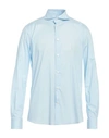 Mastricamiciai Man Shirt Sky Blue Size 17 Cotton, Elastane