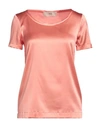 Jucca Woman Top Salmon Pink Size 6 Silk, Elastane