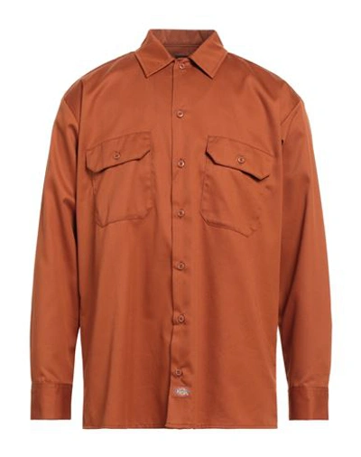 Dickies Man Shirt Rust Size S Polyester, Cotton In Red