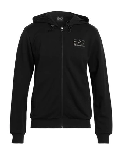 Ea7 Man Sweatshirt Black Size Xs Polyester, Cotton In Black