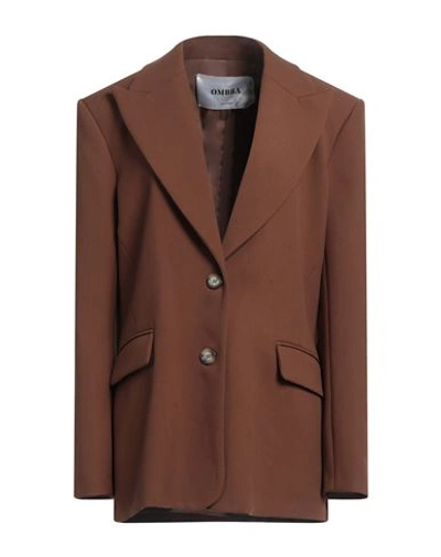 Ombra Woman Blazer Brown Size 1 Polyester, Viscose, Elastane