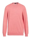 Drumohr Man Sweater Salmon Pink Size 42 Cotton In Pink