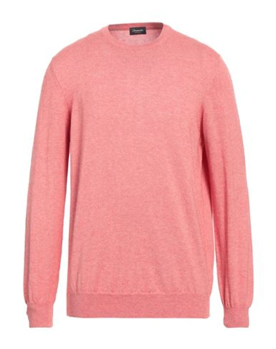 Drumohr Man Sweater Salmon Pink Size 42 Cotton