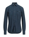 Dandylife By Barba Man Shirt Slate Blue Size 17 Cotton