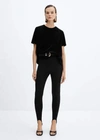 Mango T-shirt With Velvet Shoulder Pads Black In Black