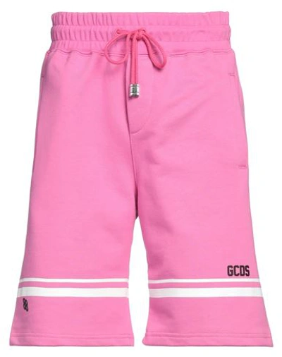 Gcds Man Shorts & Bermuda Shorts Magenta Size L Cotton