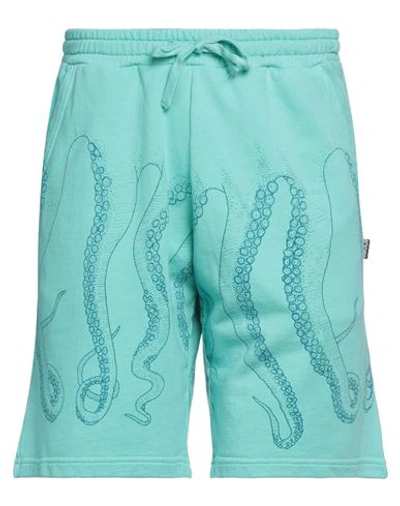 Octopus Man Shorts & Bermuda Shorts Turquoise Size L Cotton In Blue