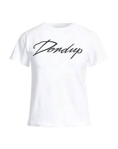 Dondup Woman T-shirt White Size Xl Cotton, Elastane