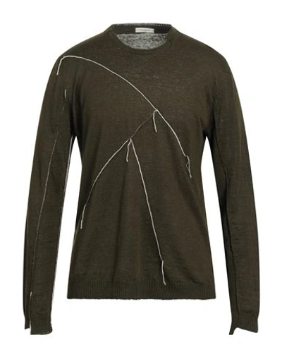 Paolo Pecora Man Sweater Military Green Size L Linen In Green