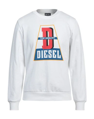 Diesel Man Sweatshirt White Size 3xl Cotton, Polyester, Elastane