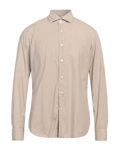 Barba Napoli Man Shirt Light Brown Size 17 Cotton In Beige