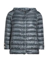 Herno Woman Down Jacket Grey Size 8 Polyamide, Cotton, Acetate In Grey