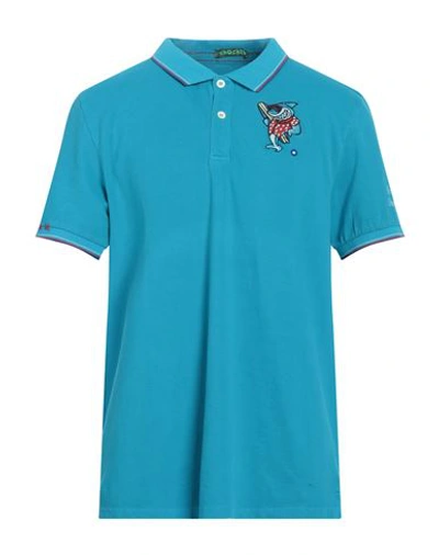 Shockly Man Polo Shirt Azure Size S Cotton, Elastane In Blue