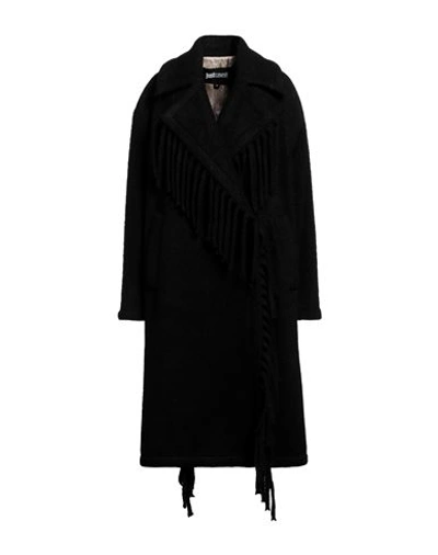 Just Cavalli Woman Coat Black Size 4 Polyester, Virgin Wool