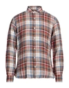 Barba Napoli Man Shirt Brown Size 16 Linen In Brown