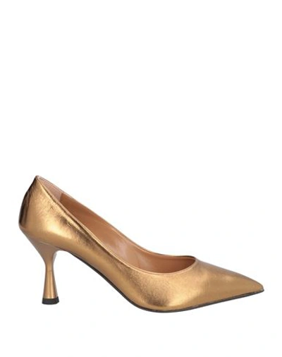 Islo Isabella Lorusso Woman Pumps Bronze Size 11 Soft Leather In Yellow