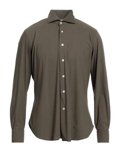 Barba Napoli Man Shirt Khaki Size 16 ½ Polyamide, Elastane In Beige