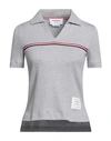 Thom Browne Woman Polo Shirt Light Grey Size 0 Cotton, Elastane