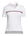 Thom Browne Woman Polo Shirt White Size 4 Cotton, Elastane