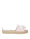 THOM BROWNE THOM BROWNE WOMAN ESPADRILLES PINK SIZE 8 CALFSKIN, TEXTILE FIBERS