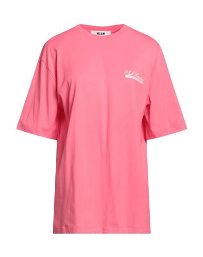 Msgm Woman T-shirt Fuchsia Size L Cotton In Pink