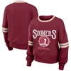 Wear By Erin Andrews Women's  Crimson Distressed Oklahoma Sooners Vintage-like Pullover Sweatshirt In Crimson