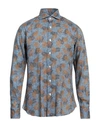 Dandylife By Barba Man Shirt Blue Size 16 Linen In Blue