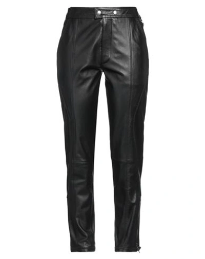 Just Cavalli Woman Pants Black Size 8 Ovine Leather