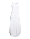 European Culture Woman Maxi Dress White Size L Cotton, Linen, Elastane