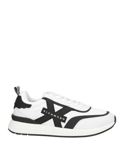 John Richmond Man Sneakers White Size 8 Soft Leather, Textile Fibers