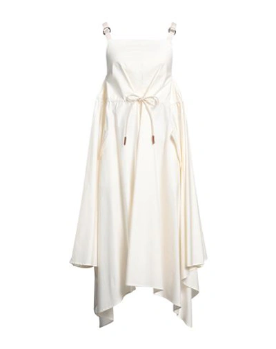 Erika Cavallini Woman Maxi Dress Ivory Size 10 Cotton, Elastane In White