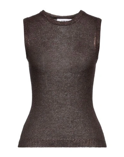 Frase Francesca Severi Woman Sweater Dark Brown Size 6 Acrylic, Mohair Wool, Polyamide